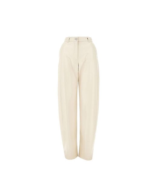 Pinko Natural Faux Leather Barrel Leg Pants