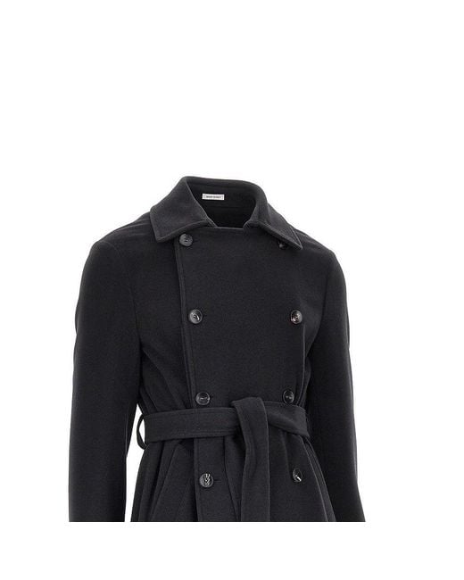 BRERAS Milano Black Wool Cloth Coat With Belt for men