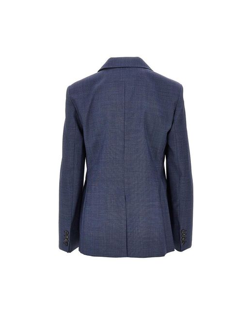 Max Mara Blue Virgin Wool Double-Breasted Jacket