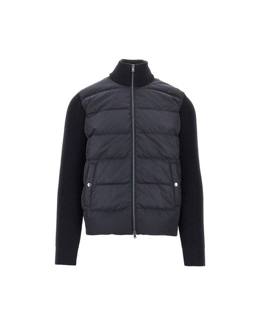 Herno Blue Padded Nylon And Wool Cardigan for men