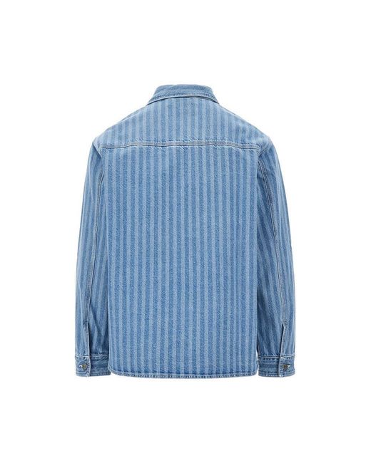 Forét Blue 'Berry' Striped Denim Overshirt for men