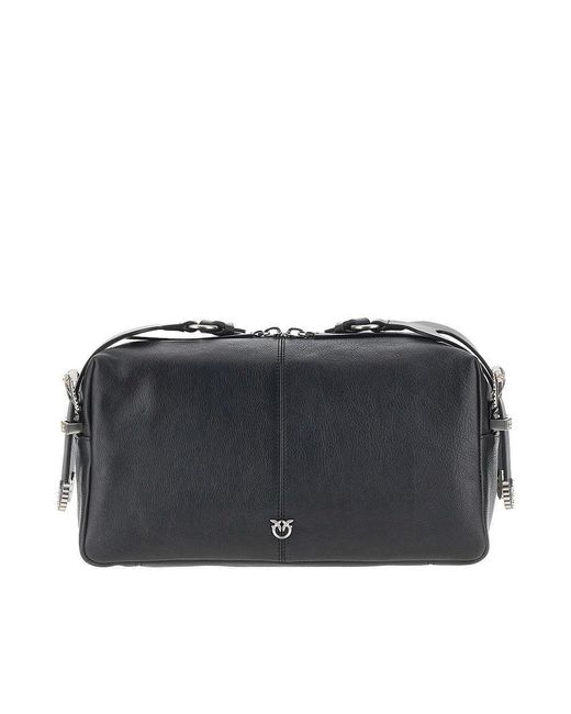 Pinko Black Leather Medium 'Keeper' Shoulder Bag