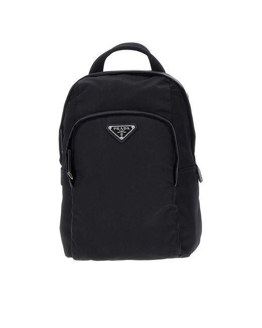 Prada Black Re-Nylon And Leather One-Shoulder Backpack for men