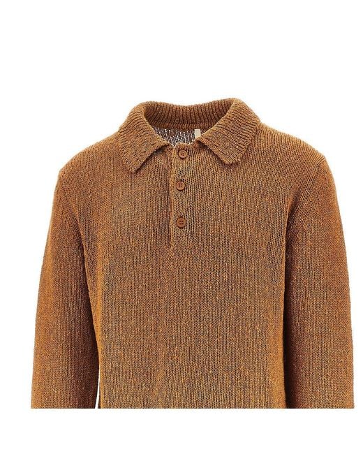 sunflower Brown Knitted Polo Shirt for men