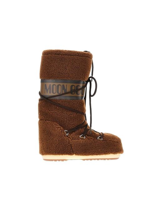 Moon Boot Brown 'Icon' Teddy Boots