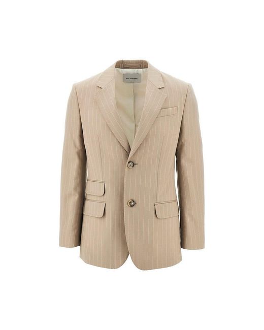 AMI Natural Pinstriped Wool Single-Breasted Jacket for men