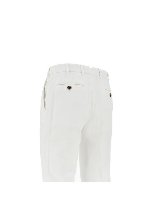 Brunello Cucinelli White Gabardine Italian Fit Pants for men