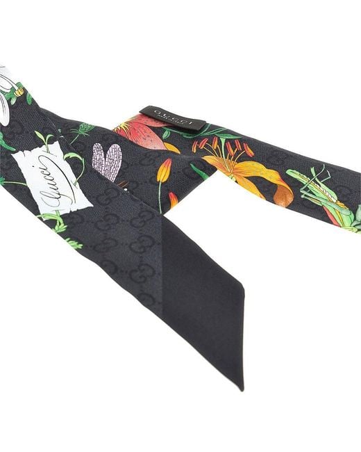 Gucci Green Silk Scarf With Flora Motif