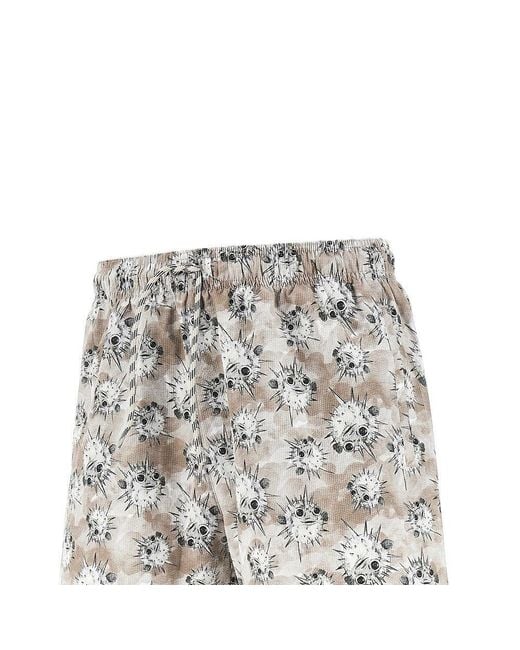 Emporio Armani Gray Sea Animals Print Swimshorts for men