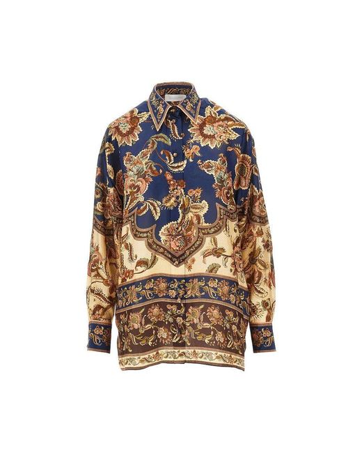 Zimmermann Multicolor 'Aster' Silk Shirt