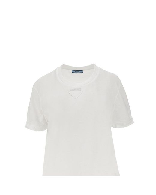 T-Shirt Con Orli Modellabili Donna di Prada in White