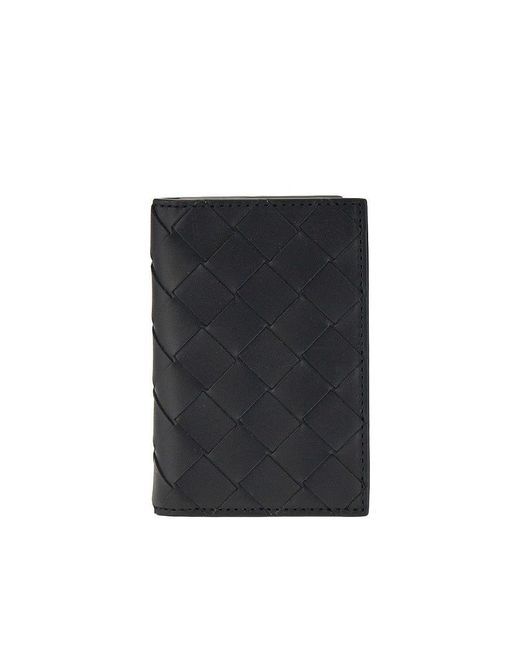Bottega Veneta Black Intrecciato Leather Card Holder for men