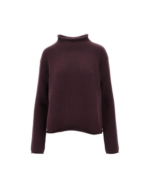 Lisa Yang Purple 'Nelsie' Mock Neck Cashmere Sweater