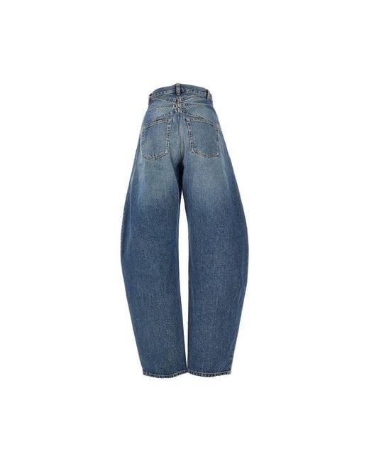 Alaïa Blue Stone Washed Denim Rounded Jeans