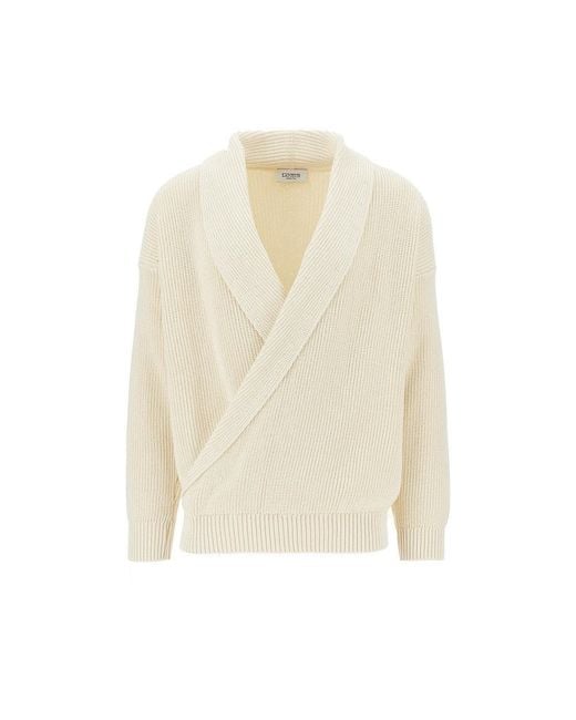 Laneus White Cotton Knitted Cardigan for men