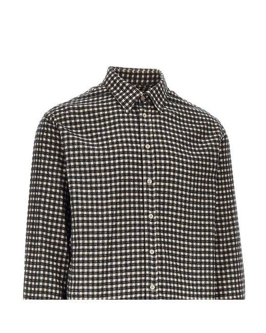 Emporio Armani Gray Flannel Shirt With Check Motif for men