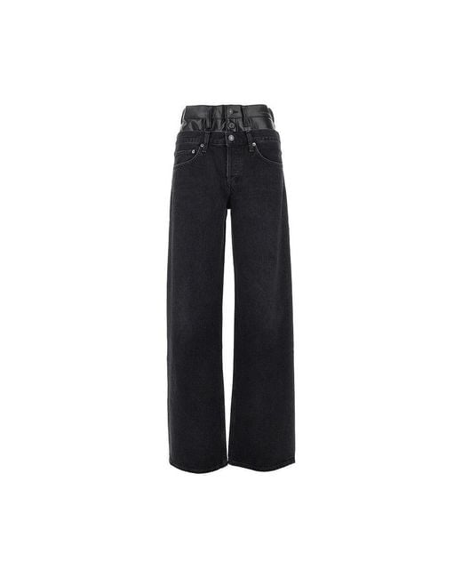 Agolde Black 'Elson' Double-Waisted Jeans
