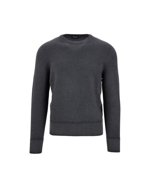 Drumohr Blue Extrafine Merino Wool Crewneck Sweater for men