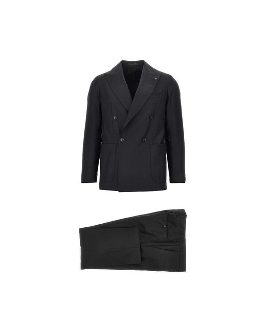 Tagliatore Black Super 110's Wool Tailored Suit for men