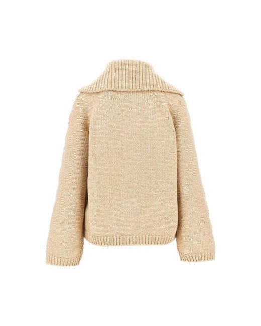 Moncler Natural Alpaca-Blend Zippered Cardigan