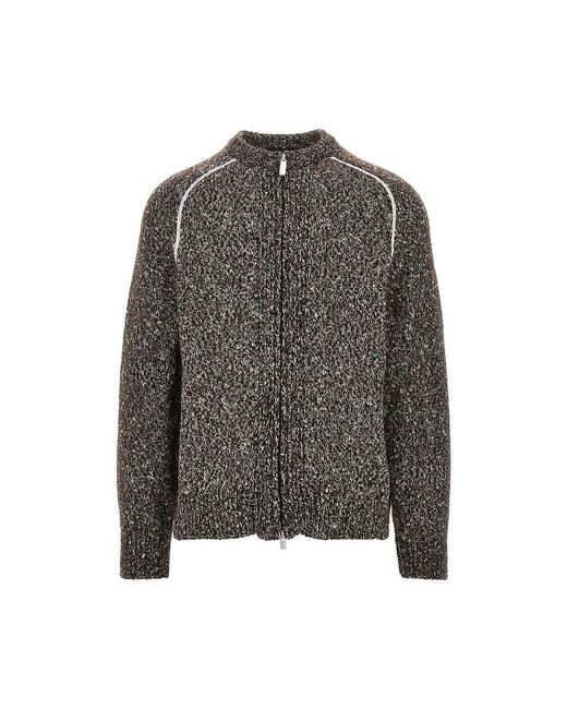 Herno Gray Mouliné Knitted Cardigan for men