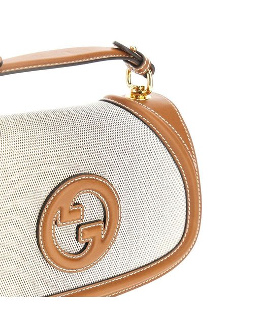 Gucci White Leather And Canvas Medium Blondie' Bag