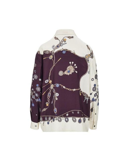 Versace Purple Silk Shirt With 'Stolen Jewels' Print