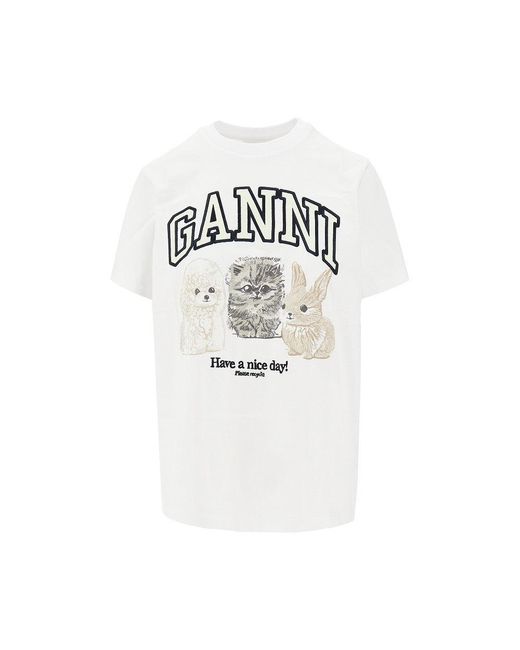 T-Shirt di Ganni in White