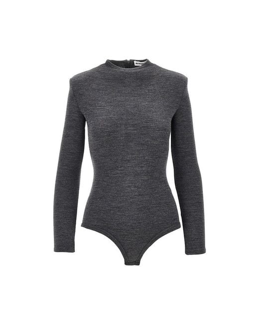 Jil Sander Gray Wool Jersey Bodysuit
