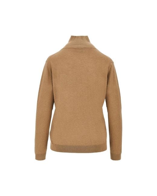 Weekend by Maxmara Brown Silk And Wool-Blend Knitted Turtleneck