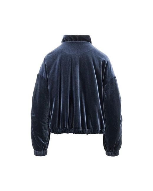 Emporio Armani Blue Chenille Blouson Jacket With Gathered Neck for men