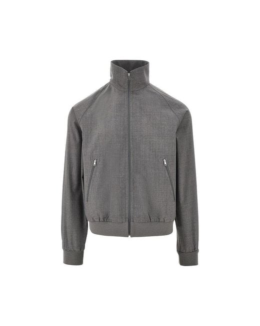 Prada Gray Mélange Wool Bomber Jacket for men