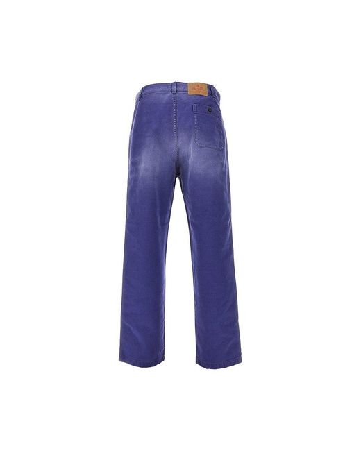 Prada Blue Old-Effect Twill Pants for men