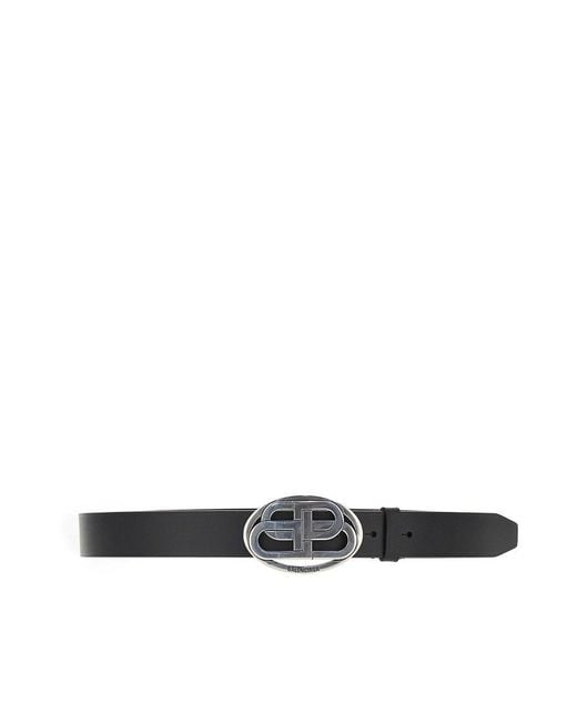 Balenciaga Black 'Oval Bb' Leather Belt for men