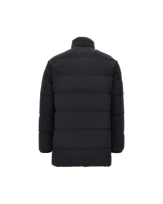 Emporio Armani Blue Quilted Nylon Downjacket With Eagle Logo for men