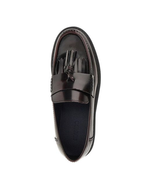 Bianco Black Leather Loafers With Tassels for men