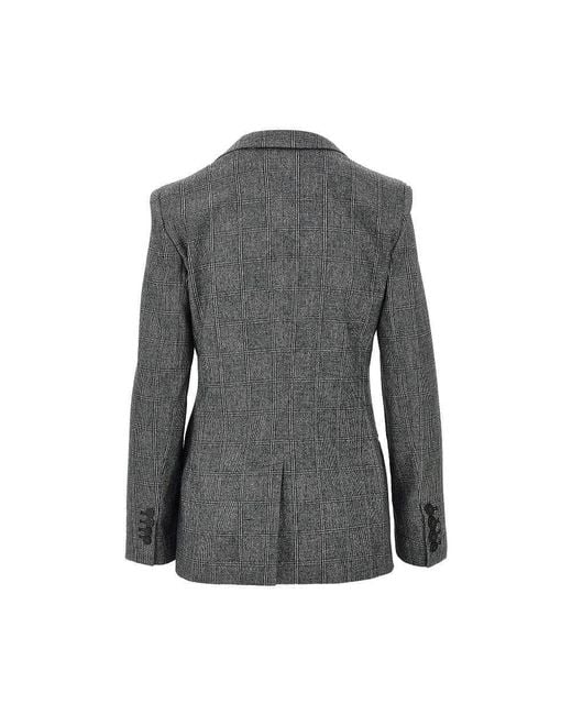 Emporio Armani Gray Wool-Blend Single-Breasted Flannel Jacket
