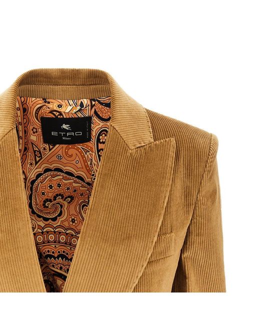 Etro Brown Corduroy Double-Breasted Jacket
