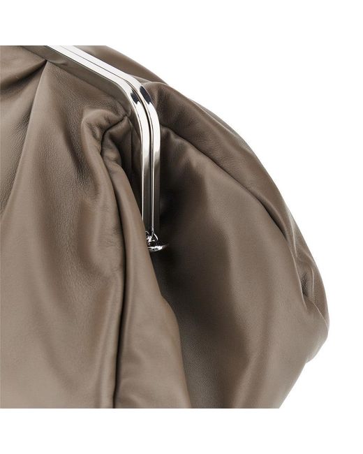 Weekend by Maxmara Gray Leather Large 'Pasticcino' Bag