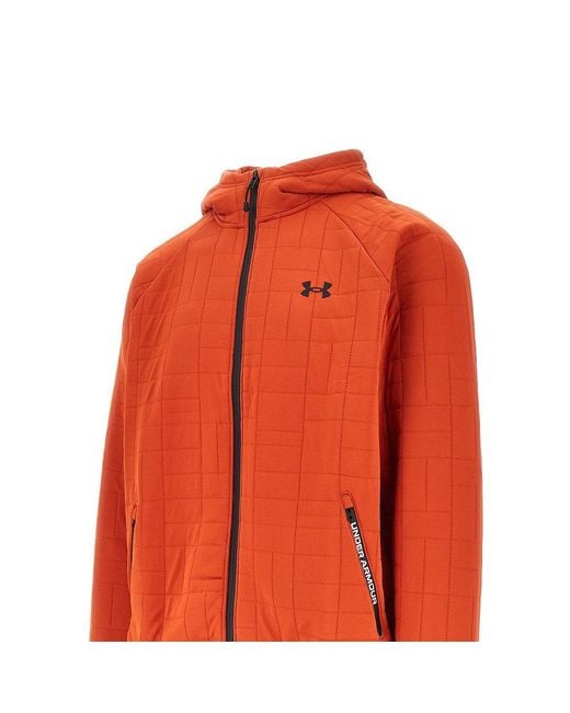 Under Armour Orange Ua Unstoppable Fleece Textured Fullzip Hoodie for men
