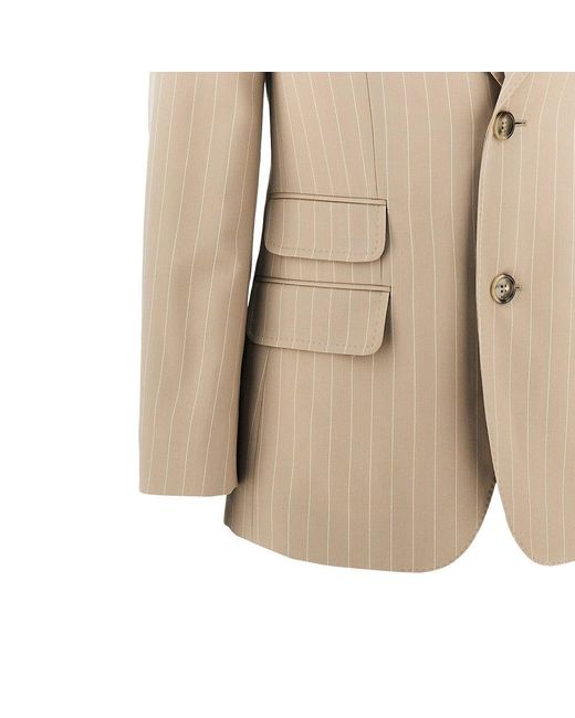 AMI Natural Pinstriped Wool Single-Breasted Jacket for men