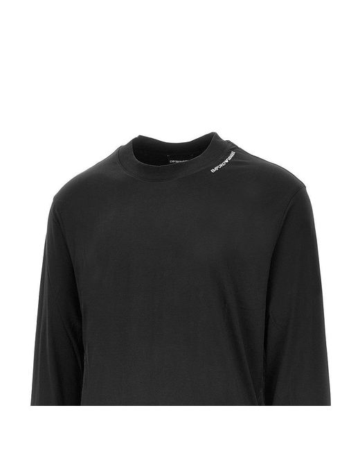 Emporio Armani Black Stretch Jersey T-Shirt With Logo Embroidery for men