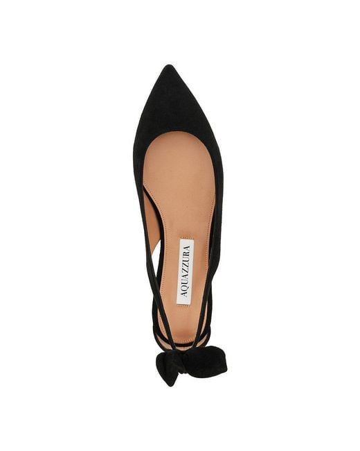 Aquazzura Black 'Bow Tie' Suede Leather Ballet Flats