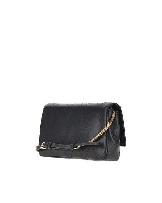 Tory Burch Black Quilted Leather 'Charlie' Bag With Chain