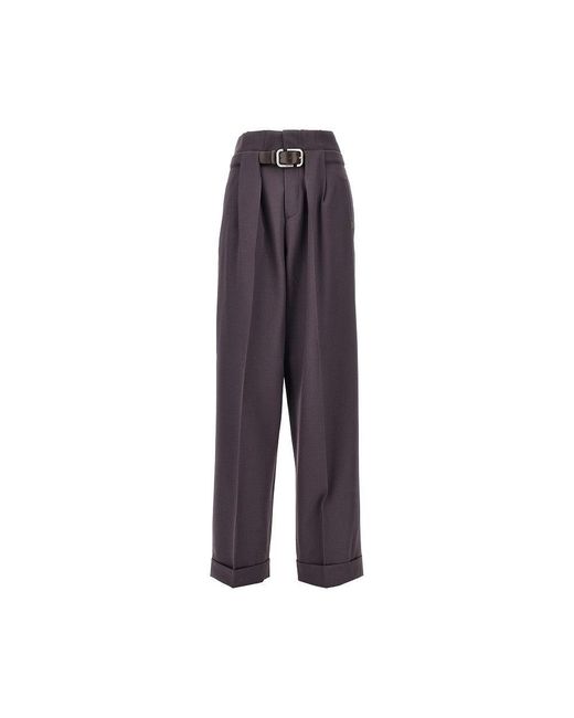 The Attico Purple Gabardine Pants With Belt