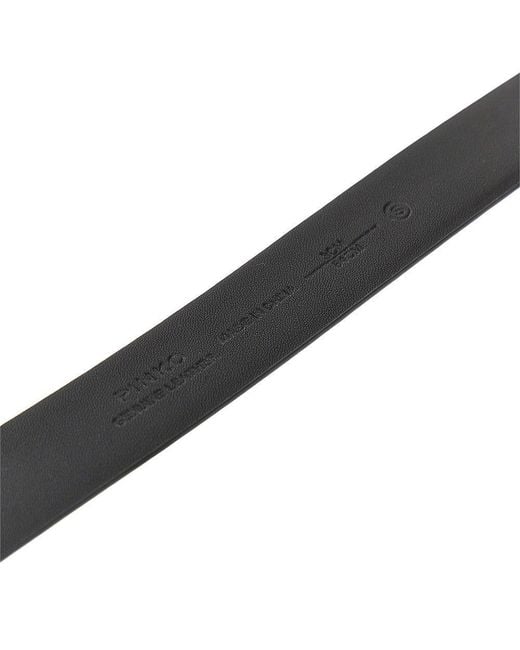 Pinko Black Hammered Buckle Leather Belt