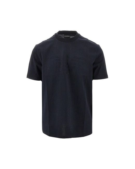 Emporio Armani Blue Jacquard Eagle T-Shirt for men