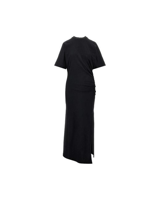 Pinko Black Jersey Long Dress With Padded Shoulders