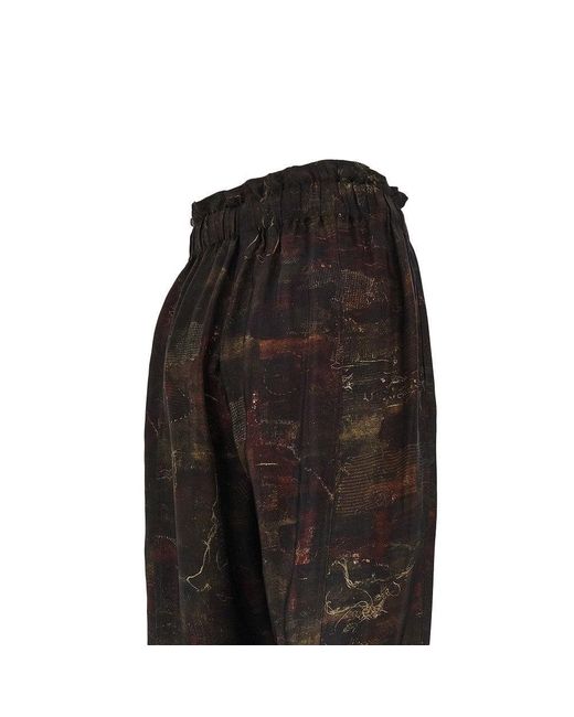 Emporio Armani Black Printed Cupro Twill Pants for men