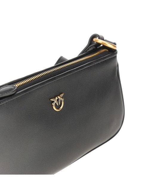 Pinko Black Leather Mini Baguette Bag